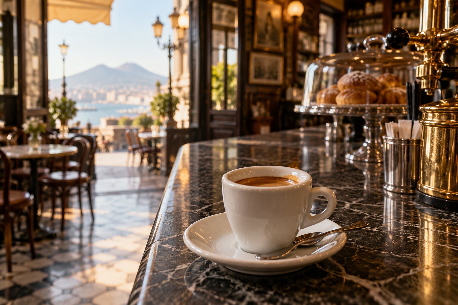 Espresso in einem traditionellen Café in Neapel