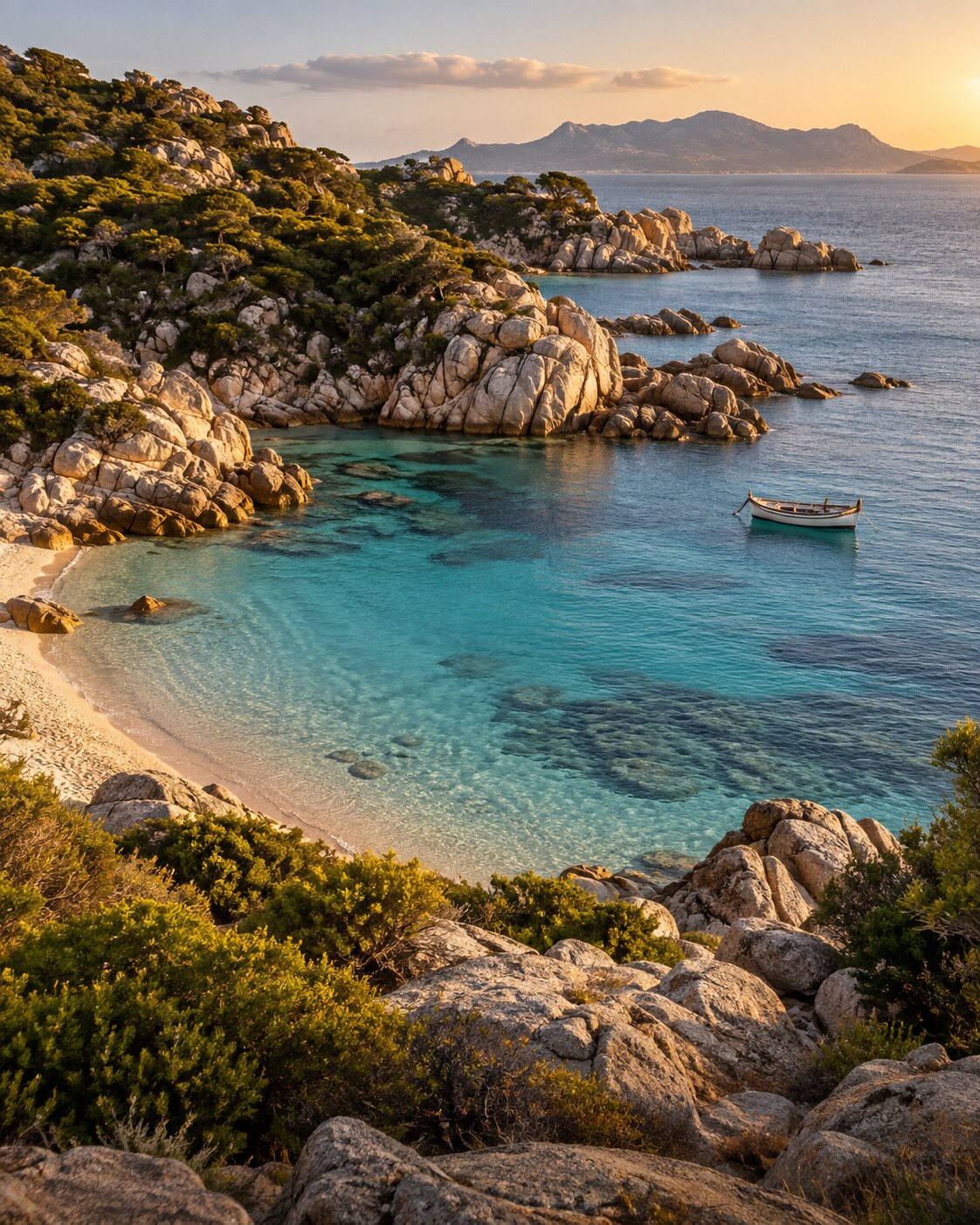 Türkisfarbene Bucht zwischen Granitfelsen auf Sardinien